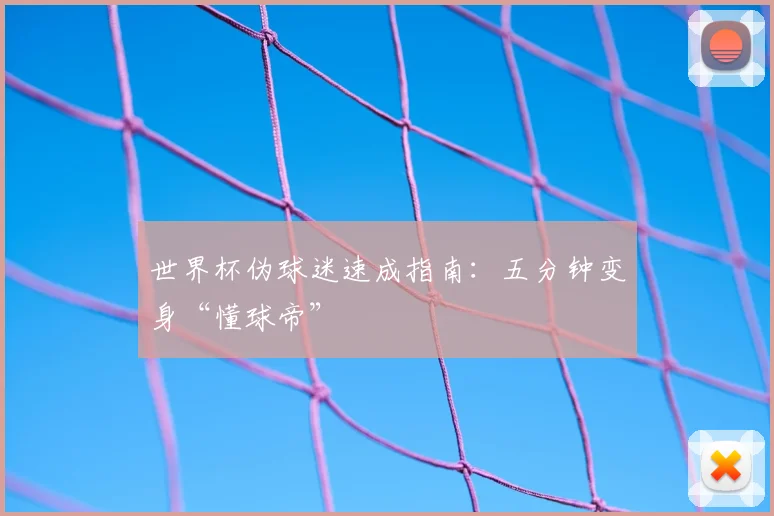 世界杯伪球迷速成指南：五分钟变身“懂球帝”